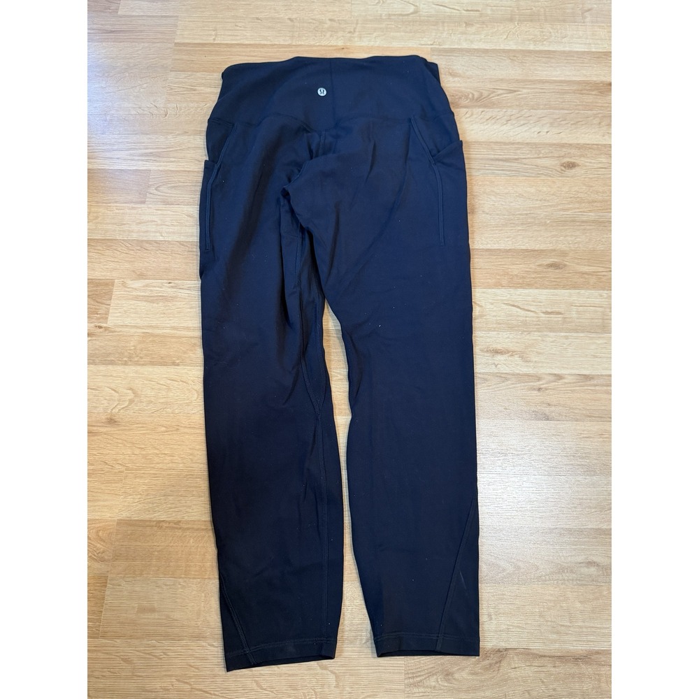 Lulu Black High Rise Leggings with Side Pockets 25 Inch Inseam Womens Size 8